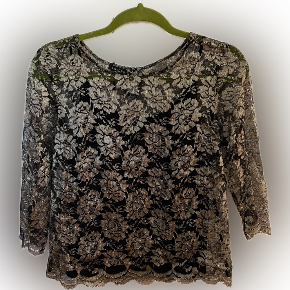 Talbots black and gold top with black cami